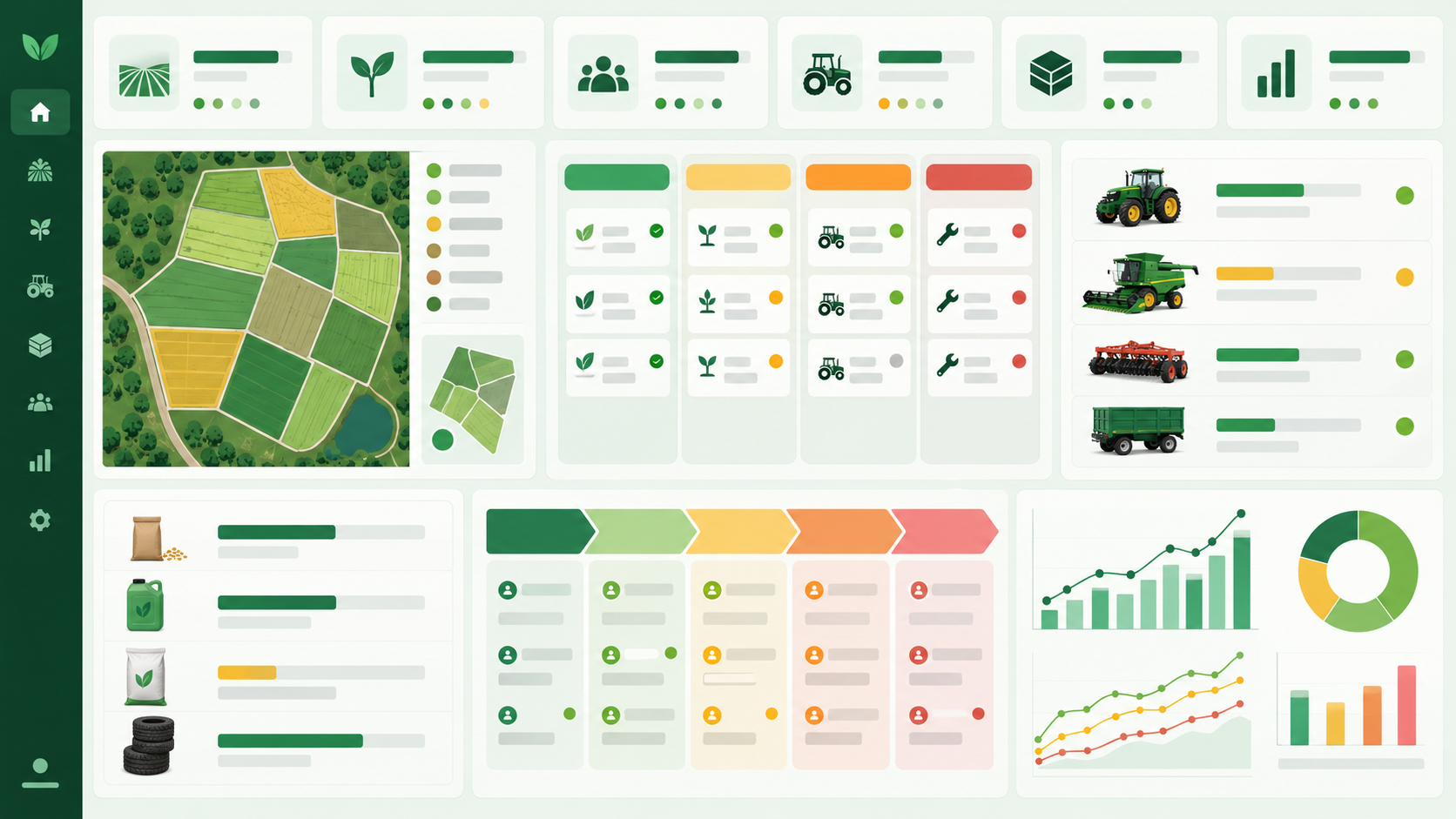 Interface Agrogo Farm ERP et CRM pour opérations, équipes, stocks et clients